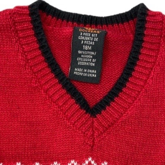 Dockers Baby Boys Christmas Reindeer V-neck Pullover Sweater Vest Size 18 Months - Picture 4 of 9